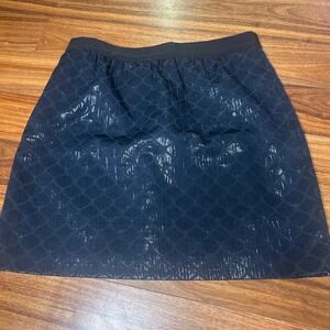 Ann‎ Taylor LOFT Skirt Womens Size 6 Black Metallic Jacquard A Line